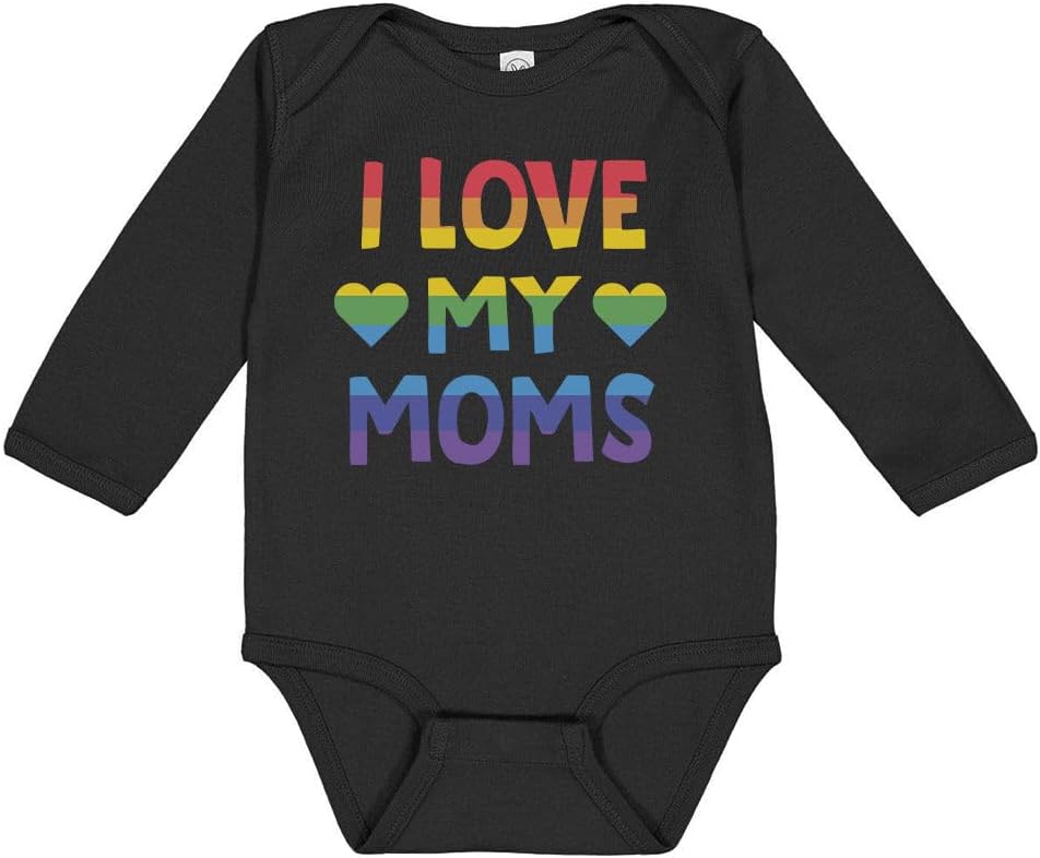 I Love My Moms LGBTQ Gay Pride Long Sleeve Baby Onesie Infant Bodysuit