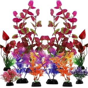 10 Stück Aquarium Pflanzen Bunt Deko, Aquarium Zubehoer Künstliche Pflanzen fur Aquarium, Bunt aquariumpflanzen Dekoration