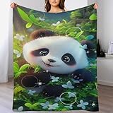Panda Decke Flauschig, Super Warme Decke, Hochwertige Wohndecke, Weich und Komfort Flannel Decke, Wolldecke, Sofadecke, Fleecedecke, Tagesdecke（150×200cm）