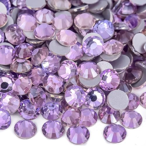 Image of 2880pcs Glass Flatback Rhinestones for Nail Art Crafts, Multi-Size Round Crystal Gems for DIY Decoration 2-4.8mm SS6-20 Air Violet