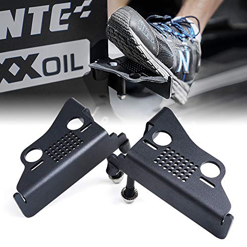 Xprite Grid-Style Foot Pegs Doors Off Compatible with 2007-2018 Jeep Wrangler JK JKU 2/4 Door Exterior Door Hinge Metal Foot Rest Kick Pedal Accessories 1 Pair