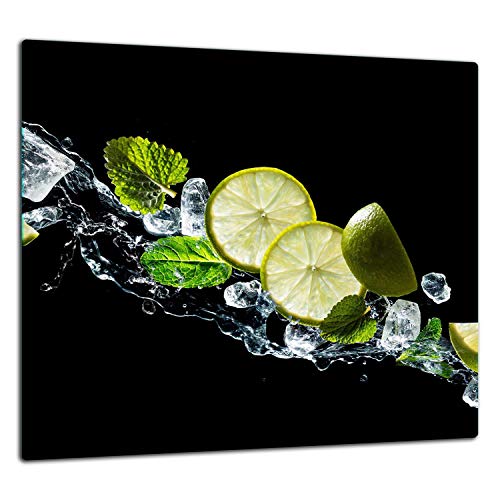 TMK | Fond de cuisine en verre trempé protection anti-éclaboussures 65x60 cm - Verre décoratif avec ruban adhésif autocollant - Plaque de protection en...