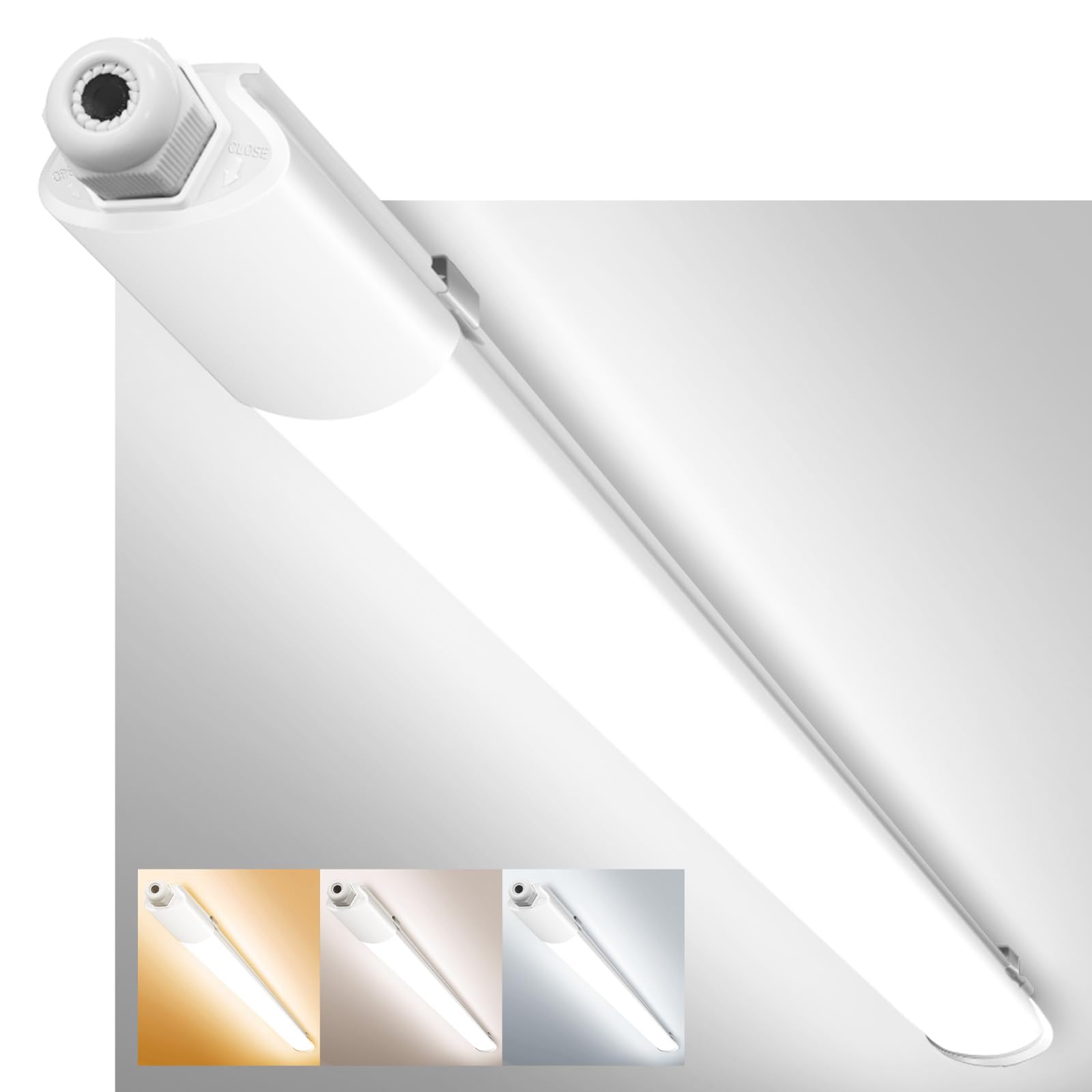 zemty Feuchtraumleuchte LED Röhre 120CM, 3000K/4000K/6500K 36W 3960LM LED Deckenleuchte, IP65 Wasserfest Lichtleiste für Kellerlampe, Werkstattlampe, Küchenlampe, Badlampe