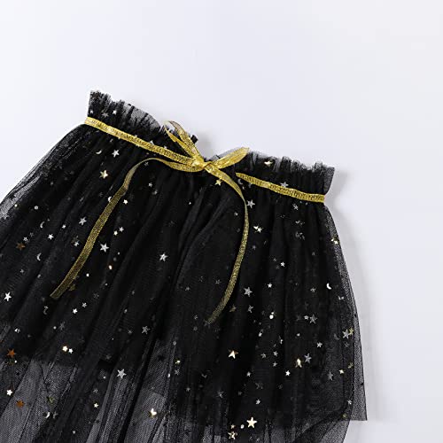 Twopumpkin Toddler Kids Little Girl Halloween Costumes Fariy Witch Sparkle Cape Glitter Cloak Baby Princess Party Outfit (Sparkle Black, 8-10 Years) #TOP6