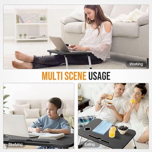 Image of RECLUSE Multi-Purpose Laptop Desk for Reading and Study Foldable Study Laptop Table, Study Table with Foldable Non-Slip Legs Reading Table Tray, Laptop Table, Laptop Stands, Laptop Desk