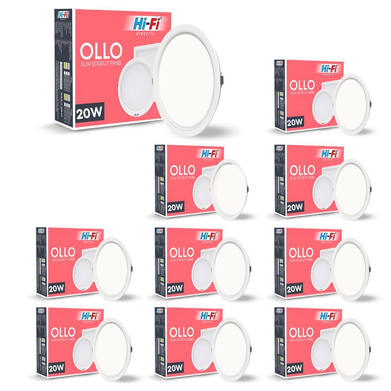 Image of Hi-Fi OLLO Polycarbonate 20-watt Round Led Downlighter| Recessed Led Downlight|Led Ceiling Light for Home and Hall|Cut Out: 68 mm, Color: Natural White (4000K) Pack of 10