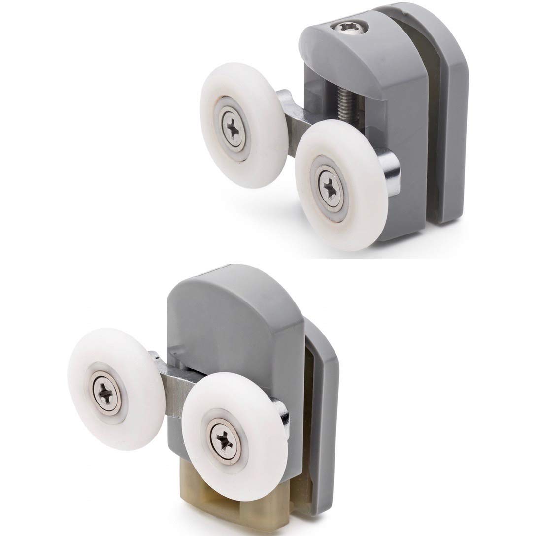 Shower Part Grey Set Of 2 Double Shower Door Rollers/Runners/Guides/Wheels 23Mm Wheel Diameter Plastic L105