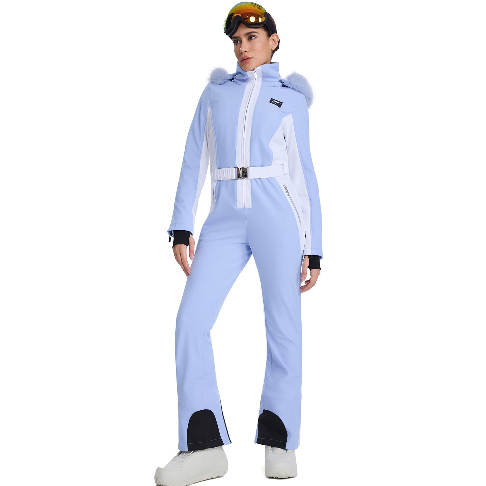 ALSOGO Traje de esquí de una pieza para mujer, mono aislado delgado, impermeable, a prueba de viento, snowboard de invierno para deportes al aire libre