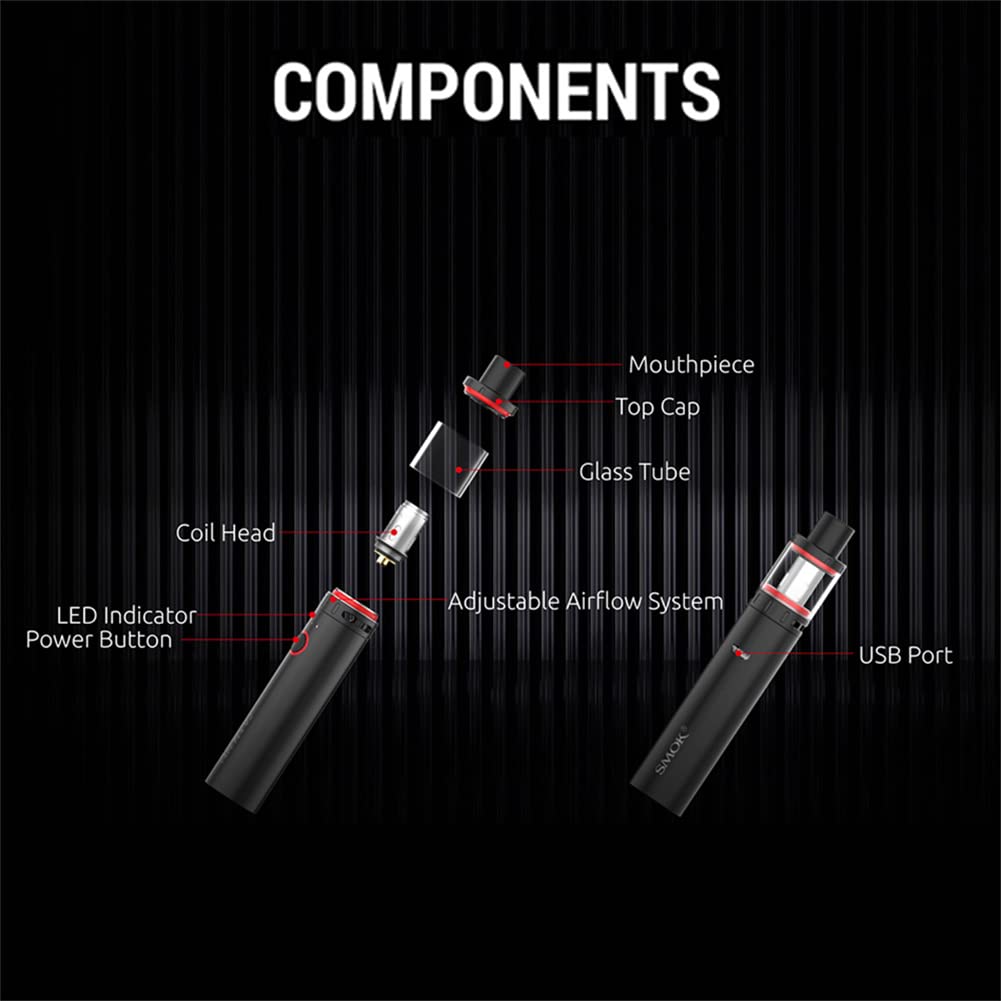 S-Mok VAPE PEN V2 Kit (Noir) 60 W Vape Batterie intégrée 1600mAh 3 ML  Atomiseur Résistances VAPE PEN Coil 0,15ohm Mesh Starter Kit Vaporisateur  Cigarette électronique