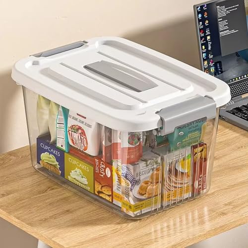 Image of KREPS Plastic Storage Bins With Latching Lids Stackable Containers, Large Storage Box For Bedroom, Basement, Classroom, Camping, Office (TRANSPARENT, MEDIUM - 12 X 8.5 X 7 INCH, PACK OF - 2)