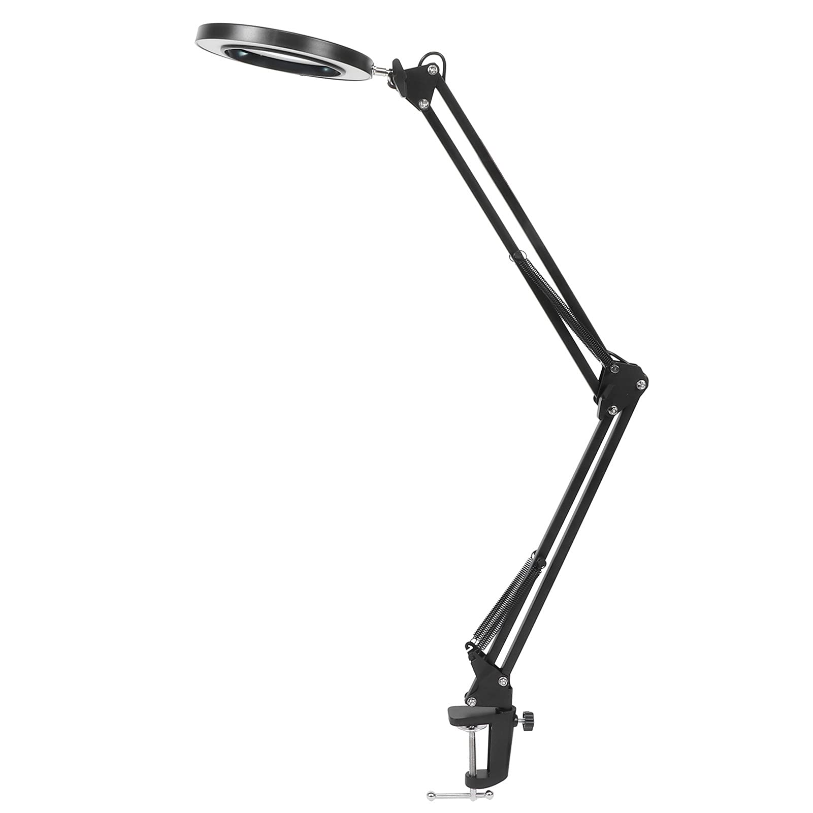 FTVOGUE Lámpara de Aumento LED Luz de Lupa de Escritorio de Hierro y Plástico 5X USB Regulable 3 Modos de Color 10 Niveles de Brillo con Abrazadera para Lectura Bordado Tatuaje Reparación de