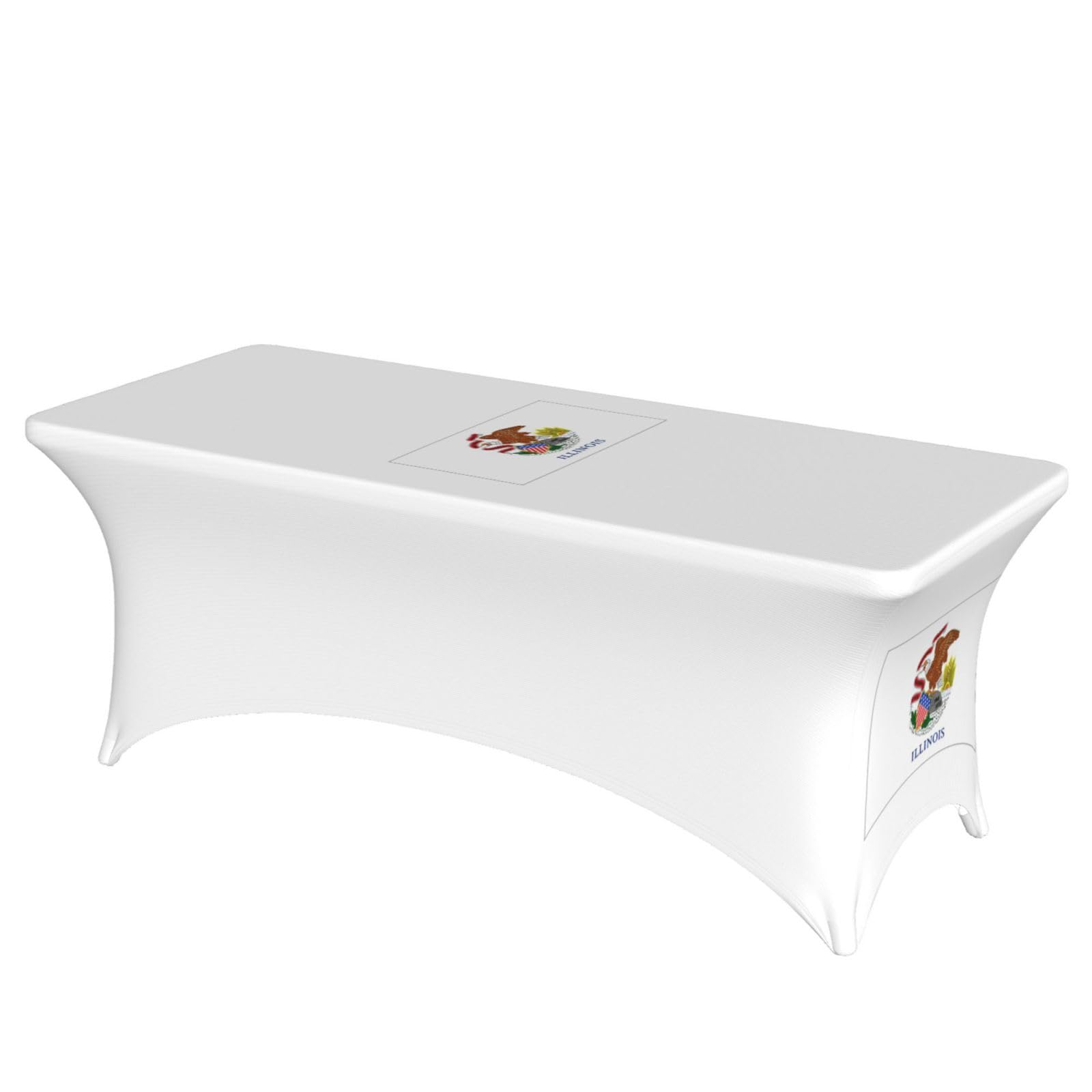 AYYQWE Illinois State Flag Print Elastic Rectangular Tablecloth For Banquet Outdoor Picnics Office Table Cover