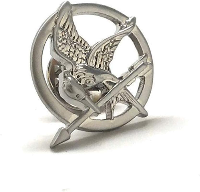 Silver Mocking Jay Lapel Pin Mockingbird Flying Bird Arrow Hunger Games Brooch Enamel Pin