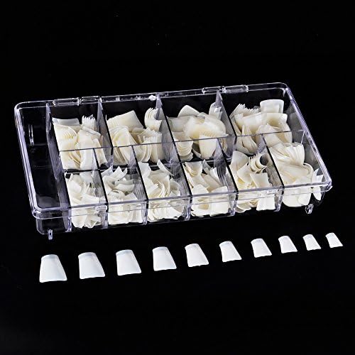 Huashengmei 500pcs Duck shaped French Style Natural Color False Nails Fake Nail Art Tips 10 Sizes with box