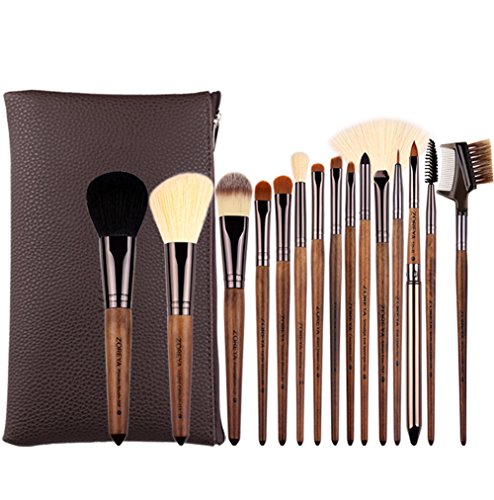 Makeup Brushes 15pcs Walnut Makeup Brush Set Soft Synthetic Hair Makeup Brushes Powder Foundation Eye Shadow Make Up Tools Essential Kit