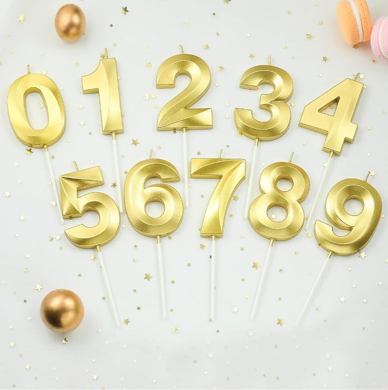 Image of Number Candles 3 inch for Birthday Parties, Wedding, Engagement, Valentines Day Celebration, Theme Party Cake Decoration Gold (Numeric No 7)