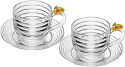 LYOR - Xícara de Chá com Pires Little Bee 200ml de Cristal Ecológico