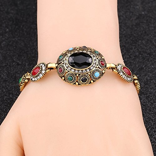 Vintage Turkish Jewelry Bangle Bohemian Antique Gold Color Link Bracelet for Women Lady Gift2