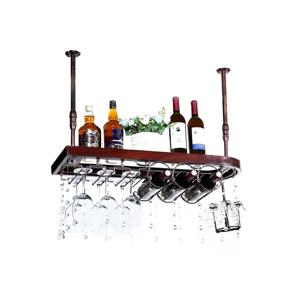 Ceiling Wine Glass Rack, Adjustable Liquor Display Stand Organization Cabinet Hanging Wine Glass Rack Dining Wall-Mounted Metal Shelf, Fashionable Styling Design gao zhen hua ( Color : Natural , Size