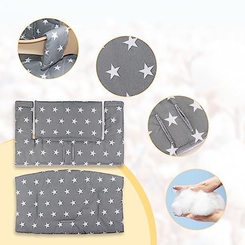 Image of for Tripp Trapp High Chair Cushion, Comfortable for Tripp Trapp High Chair Cushion, with Two High Chair Placemat, for Tripp Trapp Cushion Set Makes It More Comfortable for Baby (Gray Stars)