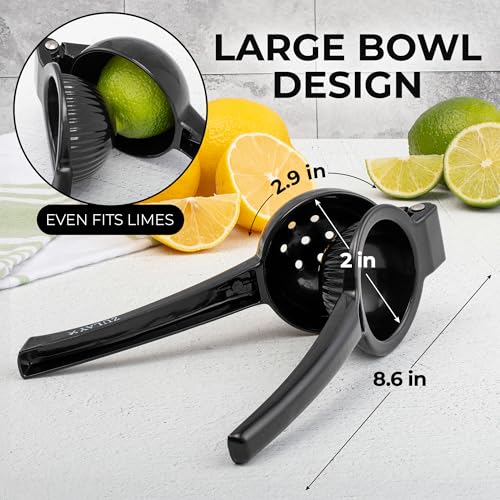 Image of Zulay Premium Quality Metal Lemon Squeezer, Citrus Juicer, Manual Press for Extracting the Most Juice Possible - Black