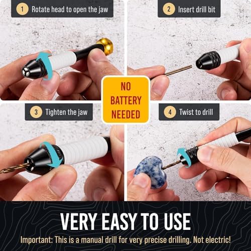 Craft911 Manual Craft Drill Sharp HSS Micro Mini Twist Drill Bits Set, Pin Vise Hand Drill for Jewelry Making; Small Hand Drill for Resin, Rotary Tools for Wood, Jewelry, Plastic, Miniature - Blue - Image 4