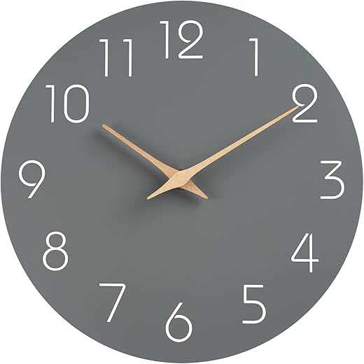 Mosewa Silent Wall Clock - 10 Inch Gray