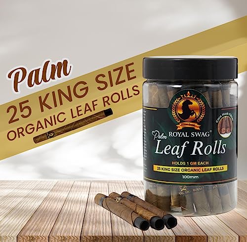 Image of Royal Swag Natural Pre-Rolled Palm Leaf Cone Rolling Papers - 25 Pcs King Size Palm Leaf Natural Cones with 1 Filling Stick - Corn Husk Filter Preroll Cones - 100 mm Length - (25 Rolls Total)