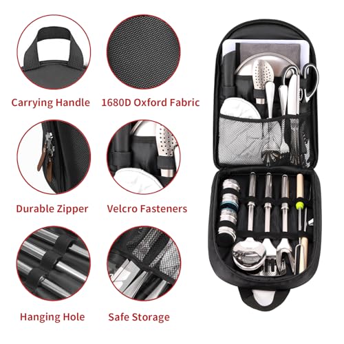 Image of Portable Camping Kitchen Utensil Set-27 Piece Cookware Kit, Stainless Steel Outdoor Cooking and Grilling Utensil Organizer Travel Set Perfect for Travel, Picnics, RVs, Camping, BBQs, Parties and More