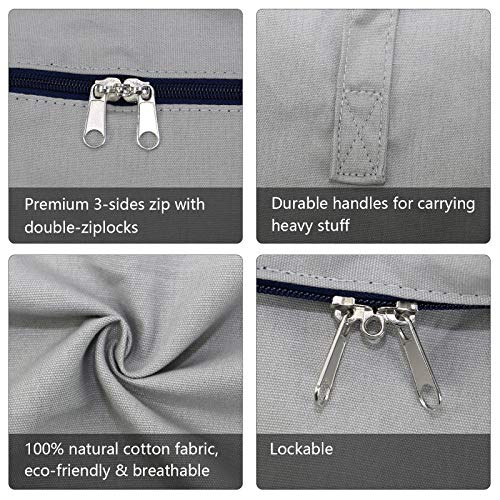 AMJ 2 Pack - Natural Cotton Storage Bag, Household Essentials Sweater Storage Bag, Breathable & Washable, Light Grey (23.6\" x 17.7\" x 8.66\") - Thumbnail 4