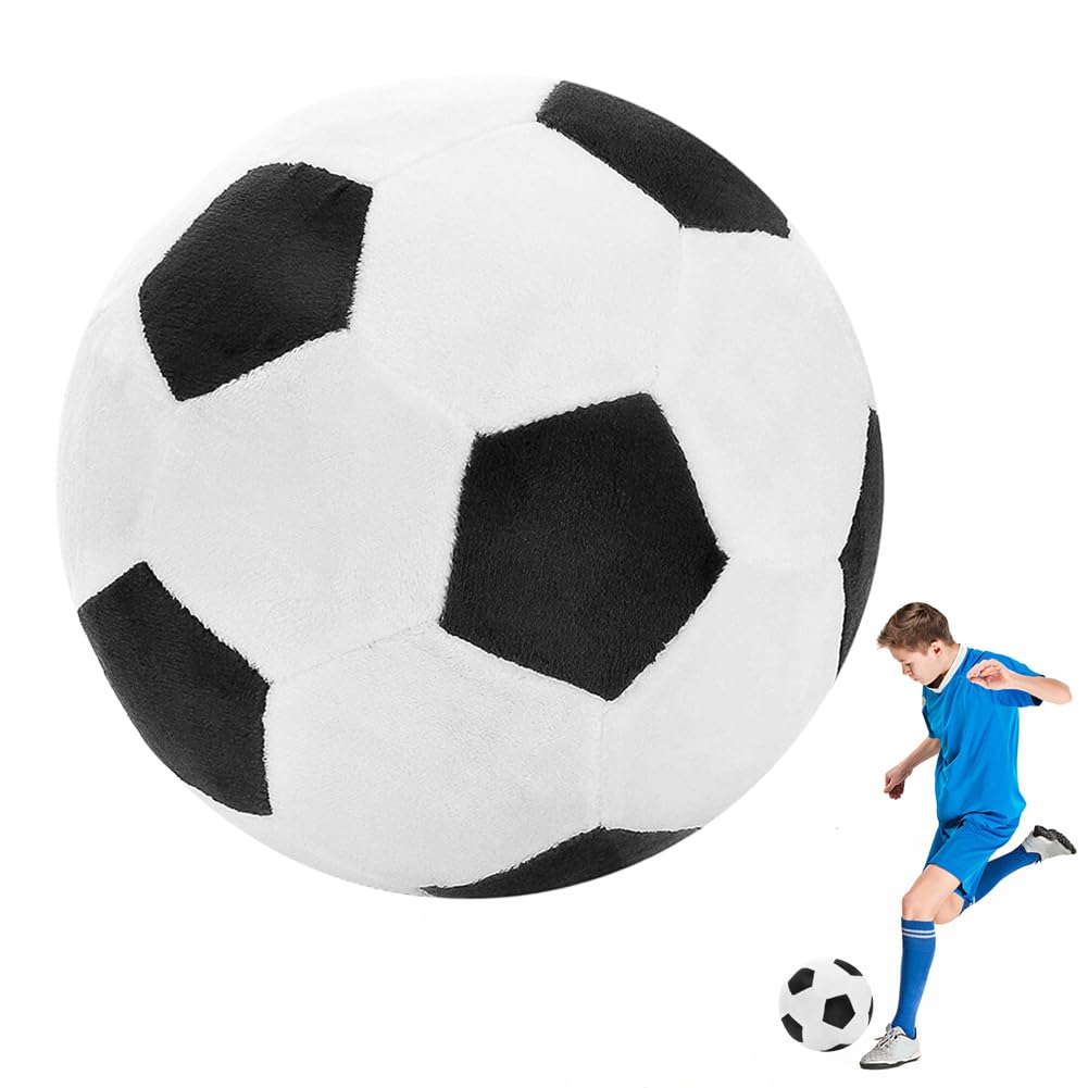 Plush Soccer Ball Stuffed, Sport Theme Plushie Soccer Stuffed Toys, 25cm Plush Soccer Ball Stuffed, Party Decoration Soft Football Plushie Toy for Kids