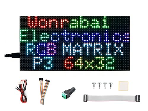 64x32 2048 RGB�t���J���[LED�}�g���b�N�X�p�l���A3mm�s�b�`�A�f�B�X�v���C�e�L�X�g/�J���t���ȉ摜/�A�j���[�V�����A���邳�����\�A�`�F�[���\�ȃf�U�C���ARaspberry Pi/Pi Pico/ESP32/Ardui�ɑΉ�