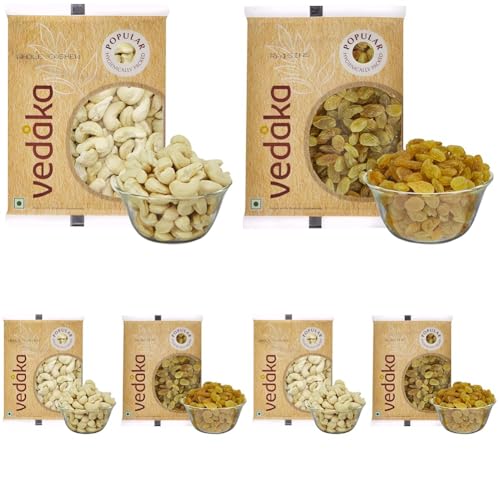Image of Amazon Brand - Vedaka Dry Fruits Combo | 400 Gram | 200 Gram Each - Raisins And Cashews | Delicious, Natural & Premium Dried Fruits (Pack of 3)