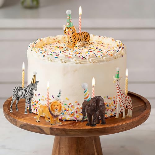 BrightRow 5 Pcs Animal Cake Candle Holders Zoo Birthday Cake