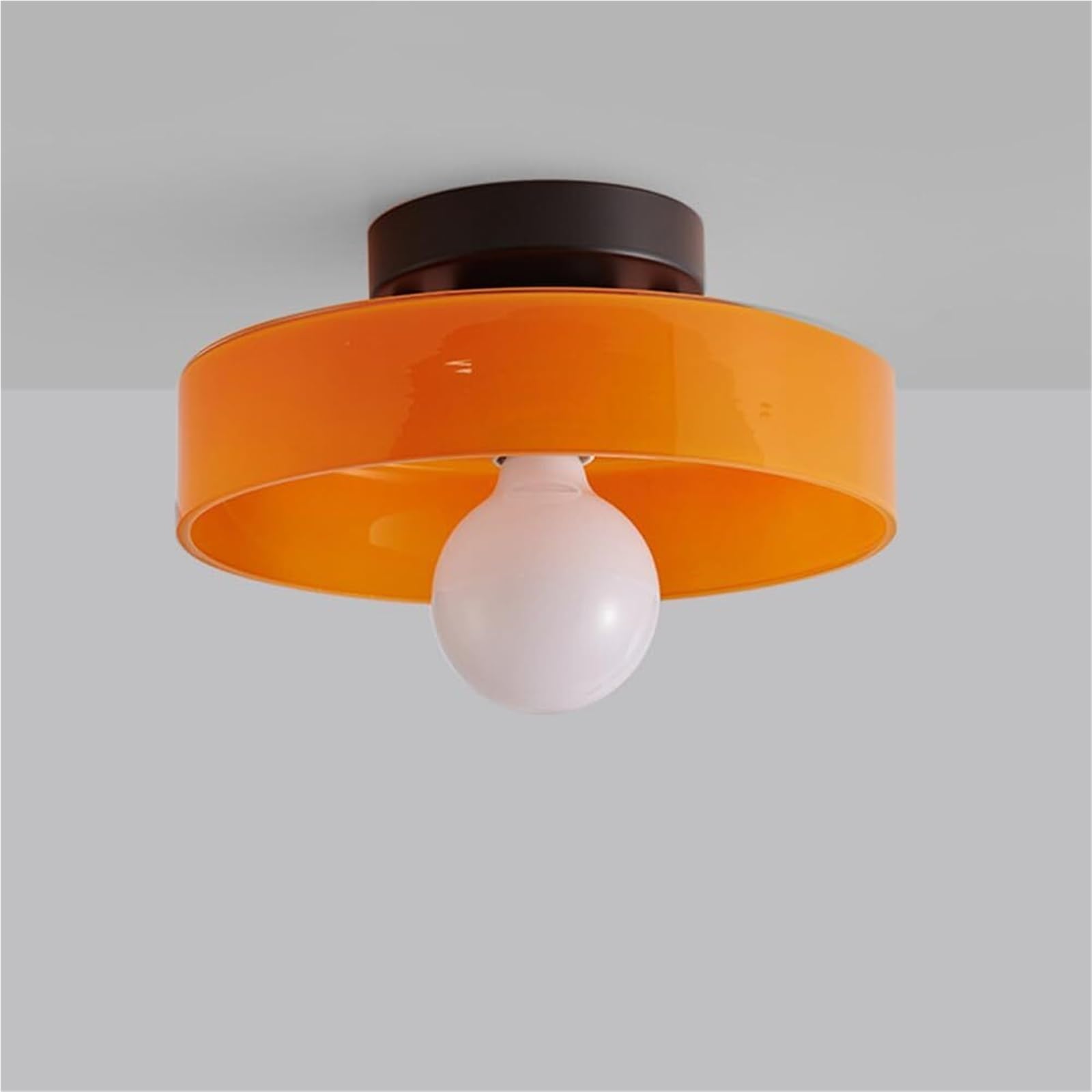 KHUKHU Mid Century Modern Hallway Ceiling Light Fixtures Large White Orange Green Glass Kitchen Close to Ceiling Lamp Vintage Bedroom Wall Sconces Light for Foyer Entryway Staircase(Orange)