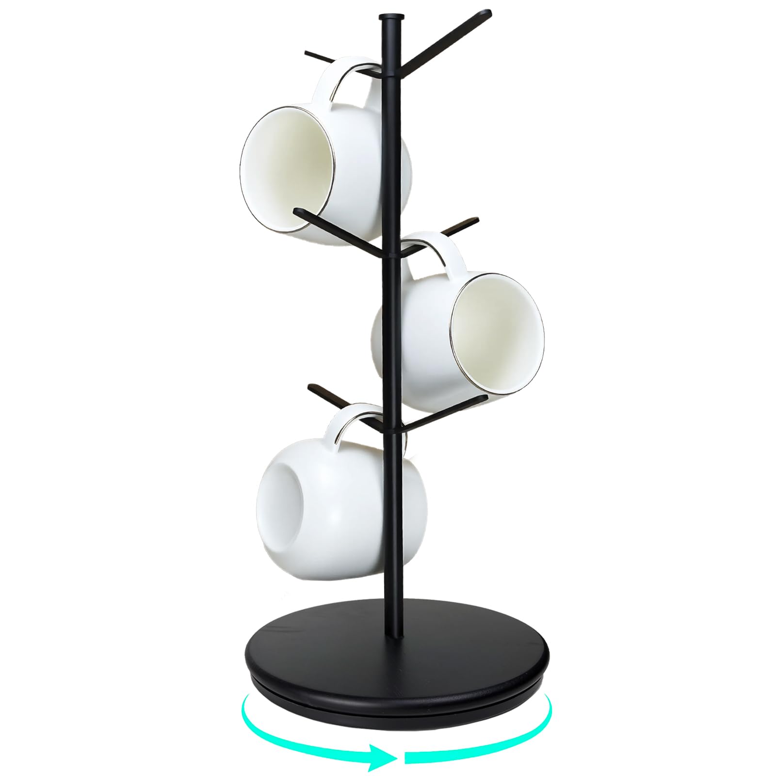 View 1 of [SOLD FOR PARTS ]ZOMETUO Rotating Mug Tree, 6 Hooks, Black