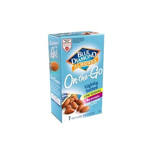 Blue Diamond - Almendras ligeramente saladas, 100 bolsas de calorías (caja de 6)