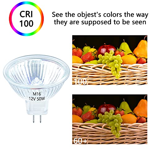 Sevici Mr16 Halogen Bulb 50W 12V 2 Pin Gu5.3 Base 36° Beam Angle 2700K Warm White Mr16 Bulb Dimmable With Clear Glass Cover For Landscape, Track, Fiber Optic, Desk Lamp 6 Pack #TOP4
