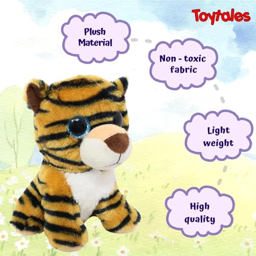 Image of TOYTALES Little Tiger Plush Soft & Cuddly Stuffed Animal Toy for Kids & Babies | Cute Tiger Plush with Sparkly Eyes | Huggable Birthday & Baby Shower Gift 22CM