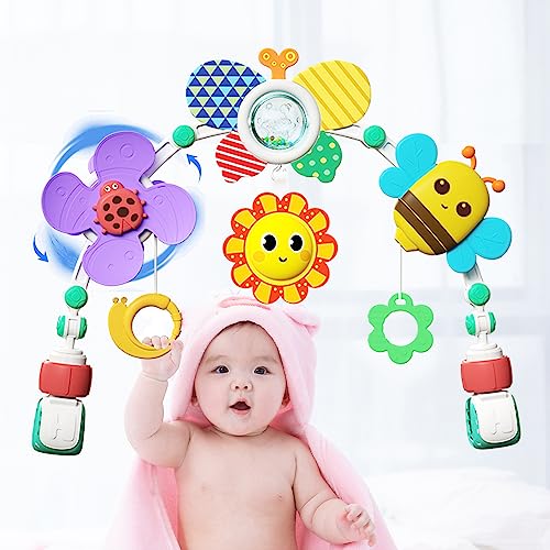 Image of MINGKISI Baby Stroller Arch Toys- Car Seat Toys Adjustable Mobile Activity Arch with Sound Toys,Crib Bouncer Bassinet Toys for Newborn Baby Boy Girl Gifts,Baby Toys 0-3-6-9 Months