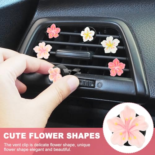 Image of Car Vent Clips with Fragrance Pads, 6-Pack, Flower Design Odor Eliminator & Air Purifier for Car Interior Decoration (Essential Oil Compatible) - Perfect for Car Enthusiasts
