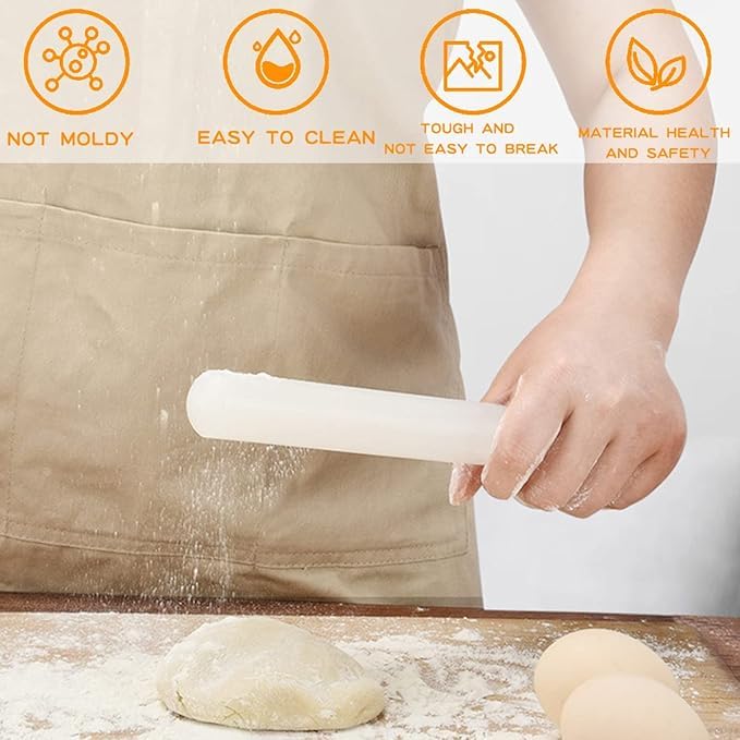 Ochtend ® 10" White Rolling Pin for Baking | Dough Roller Bar for Cake, Gum Paste, Fondant, Pastry, Cookies & Pie Crust | Non-Stick Baking Tool (10 Inch) 3