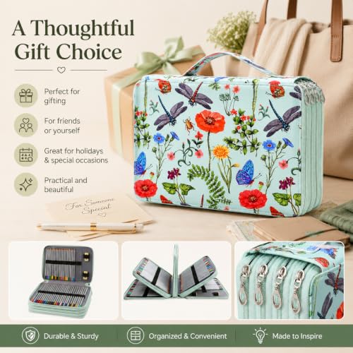 Image of 200 Slots Colored Pencil Case Organizer, 4 Layer Bag