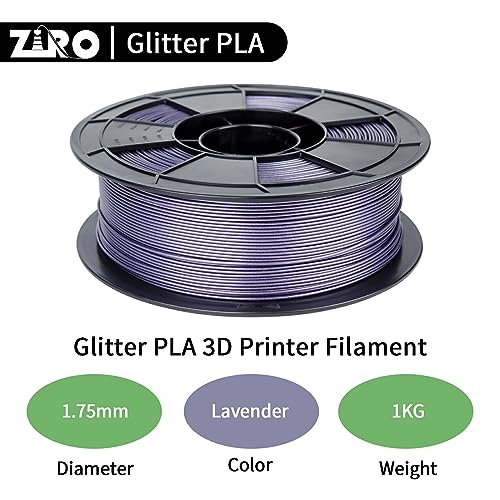 Image of ZIRO 3D Printer Filament, 1.75mm Shiny Sparkle PLA with Glitter, Diamond Series Filament, Twinkling PLA 1kg /2.2lbs Spool, Bright Color Material, Dimaond Lavender