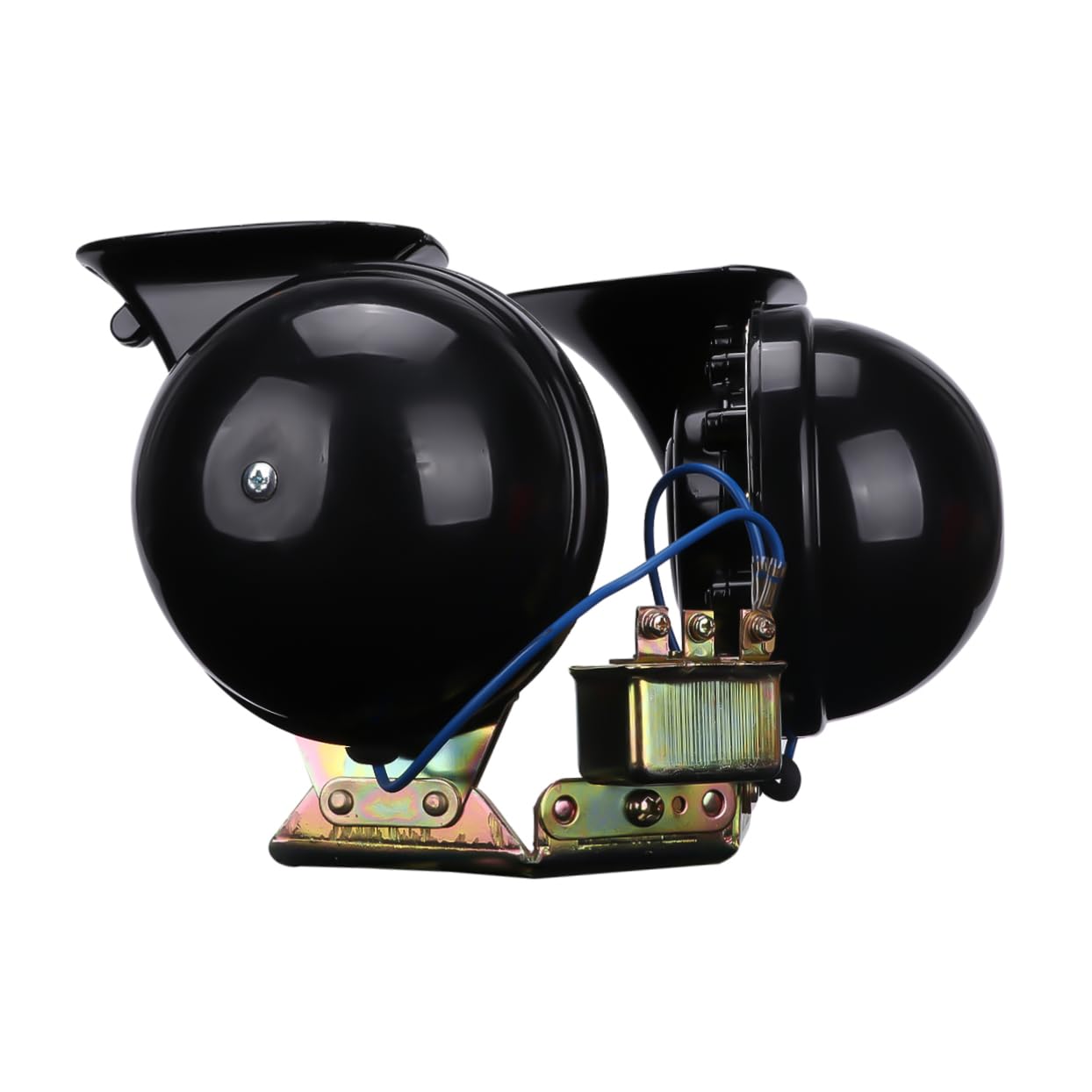 Zweiklanghorn Autohupe Türkenhorn 12v Schwarz aus Kupfer 2 Stück Schneckenform Starke Durchsetzungskraft für Auto und Lkw