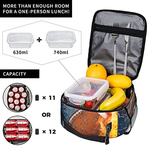 Chayber Ice Fire Football Lunch Box Kids Boys Girls Insulated Lunch Bag For Women Men Thermal Lunch Bags Bento Box Adult Lunch Box For Work,Picnic #TOP3