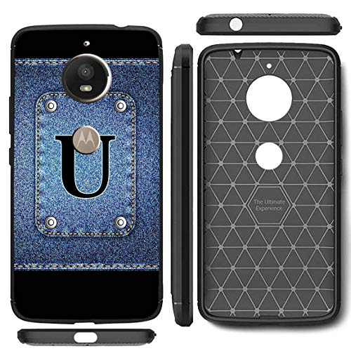 Image of Amazon Brand - Solimo Designer Button Jeans Alphabet-U Printed Soft & Flexible Hybrid Back Case Mobile Cover for Motorola Moto E4 Plus