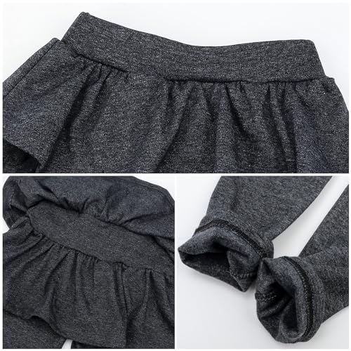 Image of BOOPH Little Girls Leggings with Ruffle Tutu Skirt Kids Uniform Pants | Footless Tights 4-14 Year