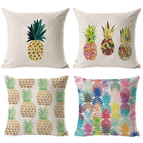 NYDECOR Decorative Throw Pillow Covers Pineapple Pillow Cases Cotton Linen