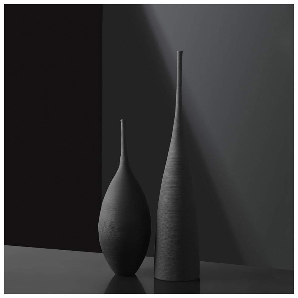 Lllunimon Black And White Ceramic Vases Set, Modern And Minimalist Ornaments For Living Room Decor,Set 4(d+e)